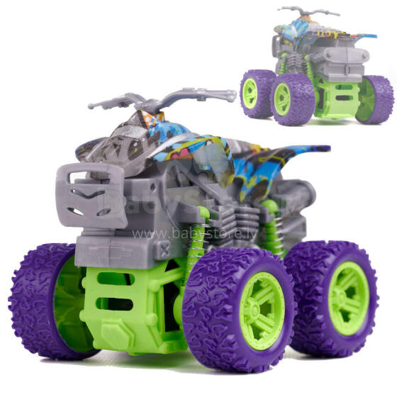 Ikonka Art.KX5661 Monster Truck apvidus transportlīdzeklis ar kvadraciklu piedziņu zaļi violets 1:36