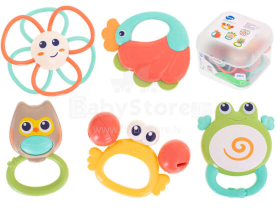 Ikonka Art.KX5594 Rattle teether for babies animals 5pcs HOLA