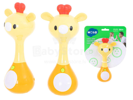 Ikonka Art.KX5592 Rattle teether + sounds lights giraffe HOLA