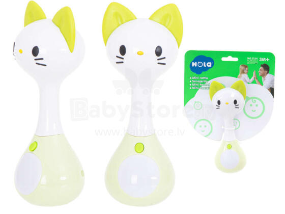 Ikonka Art.KX5592_5 Rattle teether + sounds lights cat HOLA