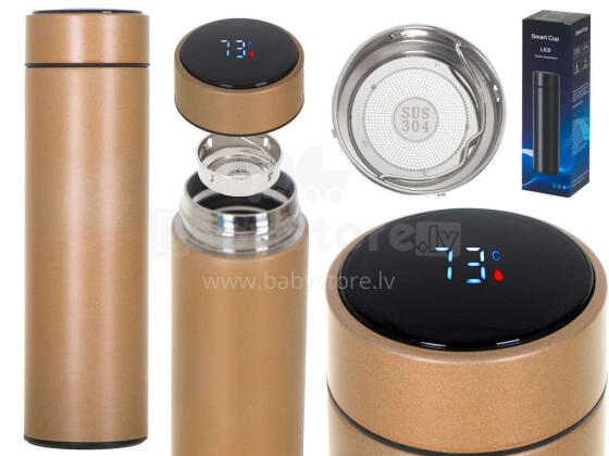 Ikonka Art.KX6358_4 Thermos mug smart LED 500ml gold