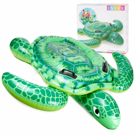 Ikonka Art.KX5576 Inflatable swimming mattress turtle pontoon INTEX 150cm