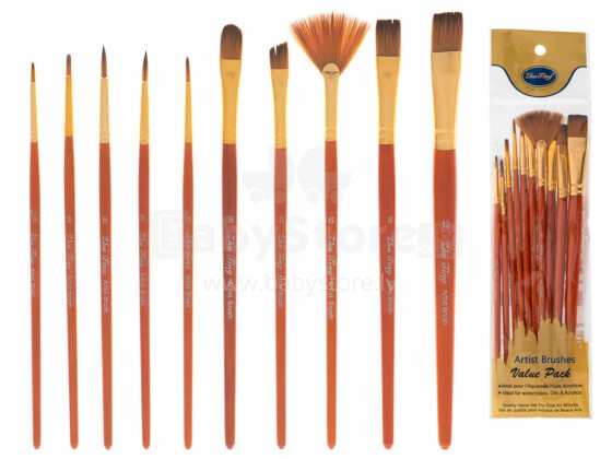 Ikonka Art.KX5550 Paint brushes art set 10pcs red