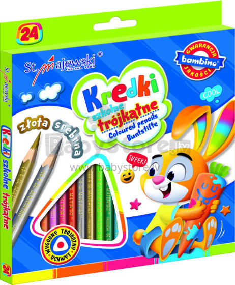 Ikonka Art.KX5486_1 BAMBINO School triangular pencils 24 colours