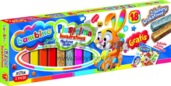 Ikonka Art.KX5482 BAMBINO Plasticine square 18 colours