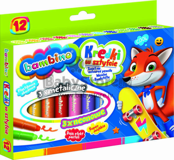 Ikonka Art.KX5480 BAMBINO Stick Crayons 12 colours