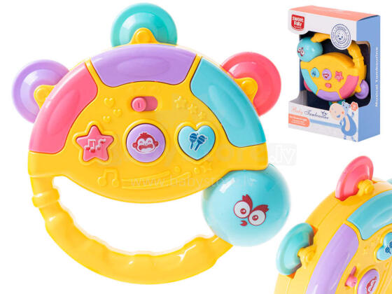 Ikonka Art.KX5436 Interactive tambourine musical toy yellow