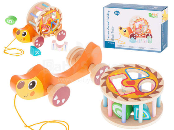 Ikonka Art.KX5432 Wooden sorter on a string mobile hedgehog