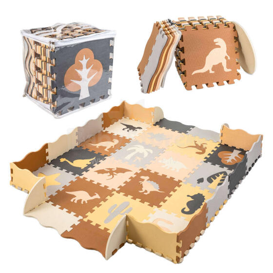 Ikonka Art.KX5421 Foam puzzle mat / playpen 36el. dinosaurs 143cm x 143cm x1cm