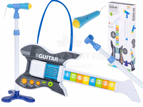 Ikonka Art.KX5468_1 Elektrinė roko gitara su mikrofonu mėlyna