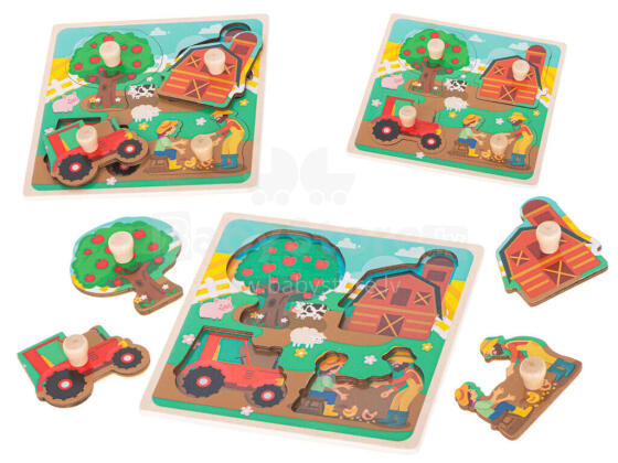 Ikonka Art.KX5368 Wooden jigsaw puzzle farm