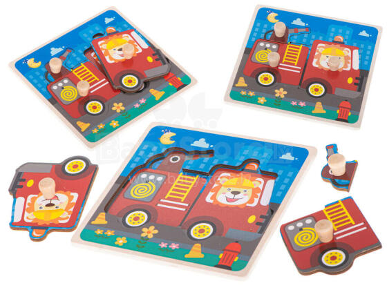 Ikonka Art.KX5368_2 Wooden puzzle fire brigade