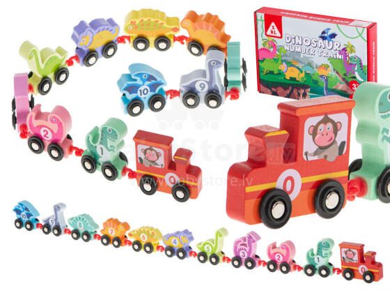 Ikonka Art.KX5312 Montessori wooden train dinosaur train