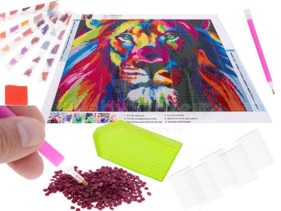 Ikonka Art.KX5259_8 Diamond embroidery mosaic set 5D lion