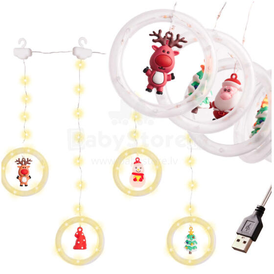 Ikonka Art.KX5249 LED curtain lights with figures 3m 125LED warm white