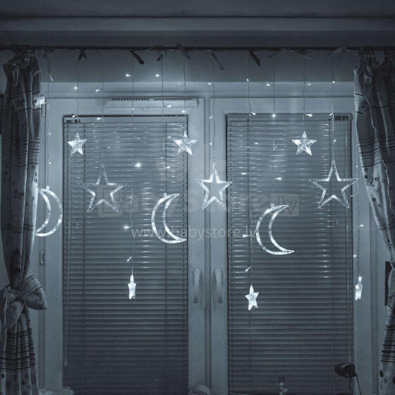 Ikonka Art.KX5247_1 LED moon curtain lights stars 2.5m 138LED cold
