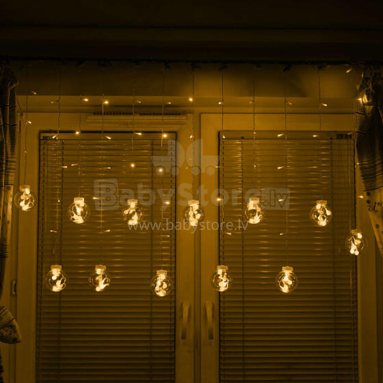 Ikonka Art.KX5245 LED curtain lights hanging balls 3m 108LED warm white
