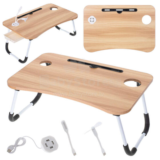 Ikonka Art.KX5185 Laptop table foldable bed stand USB
