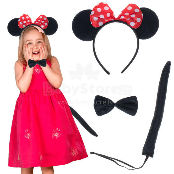 Ikonka Art.KX5050 Costume headband bow tie tail set mouse