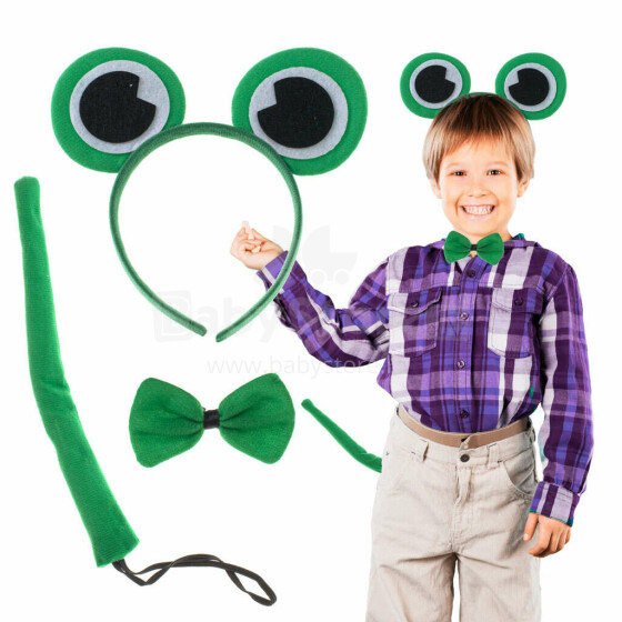 Ikonka Art.KX5050_1 Costume headband bow tie tail set frog