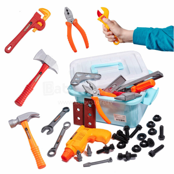 Ikonka Art.KX4952 Įrankiai vaikams dirbtuvės su įrankiais 48el.