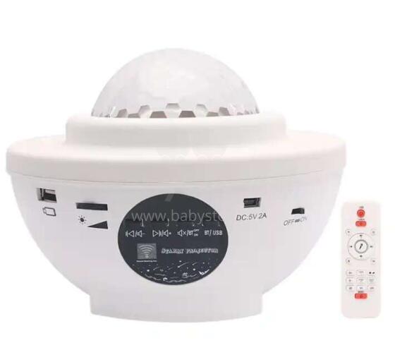 Ikonka Art.KX4874 Star projector night light bluetooth speaker white