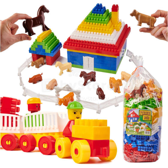 Ikonka Art.KX4810 DIPLO Farm large children's construction plastic blocks 303el.