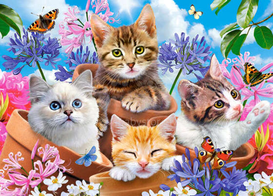 Ikonka Art.KX4802 CASTORLAND Puzzle 120el. Kittens with Flowers