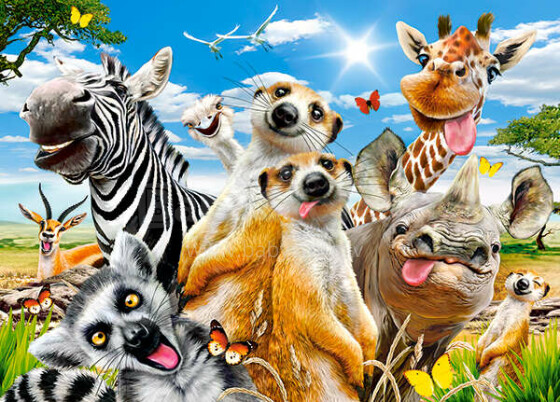 Ikonka Art.KX4798 CASTORLAND Puzzle 260el. African Selfiey - African animals