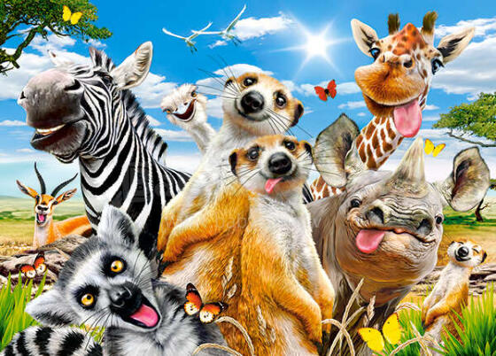 Ikonka Art.KX4798 CASTORLAND Puzzle 260el. Āfrikas Selfiey - Āfrikas dzīvnieki