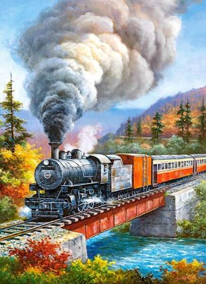 Ikonka Art.KX4791 CASTORLAND Puzzle 200el. Train Crossing - Train