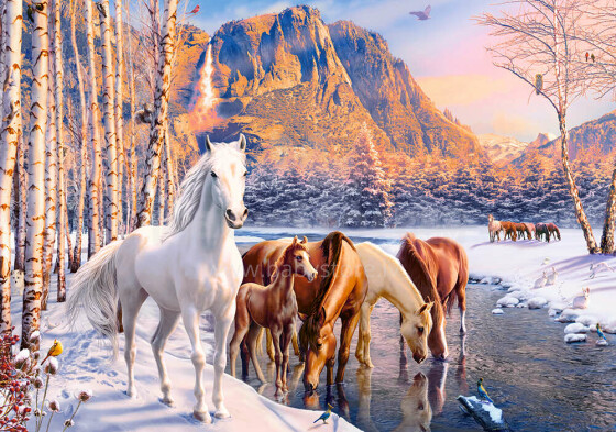 Ikonka Art.KX4783 CASTORLAND Puzzle 500el. Winter Melt - Horses winter landscape
