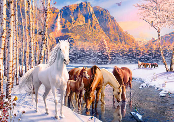 Ikonka Art.KX4783 CASTORLAND Puzzle 500el. Winter Melt - Zirgi ziemas ainava