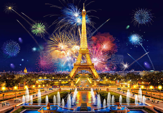 Ikonka Art.KX4781 CASTORLAND Dėlionė 1000el. Nakties spindesys, Paryžius - fejerverkai virš Eifelio bokšto