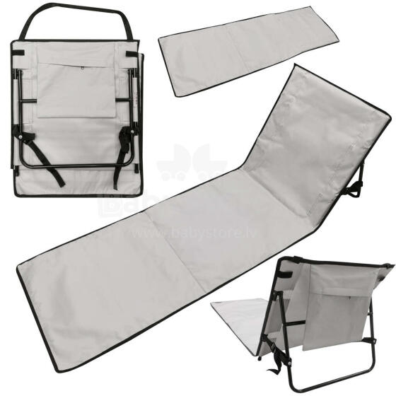 Ikonka Art.KX5393_1 Beach mat lounger with backrest folding 150x47x48cm grey