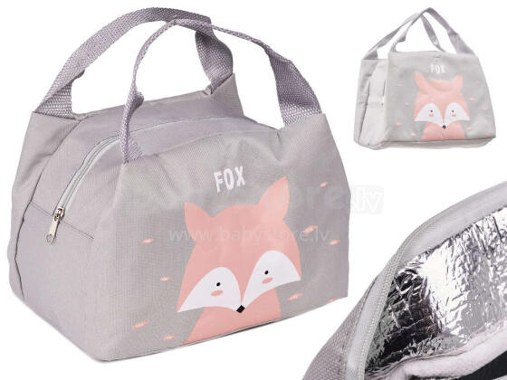 Ikonka Art.KX5631_2 Thermal insulation bag breakfast lunch fox pink