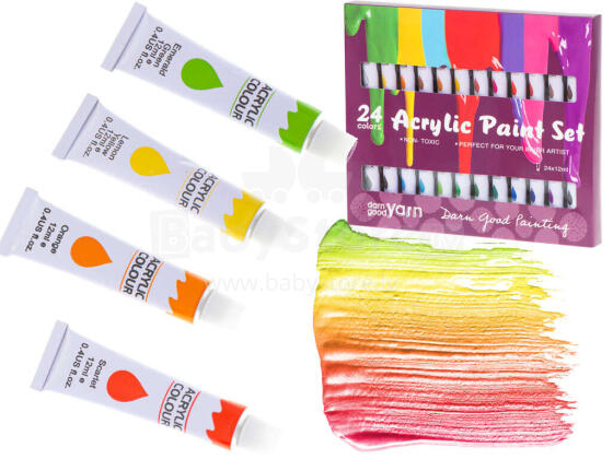 Ikonka Art.KX5496 Artistic acrylic paints multicoloured 24 tubes