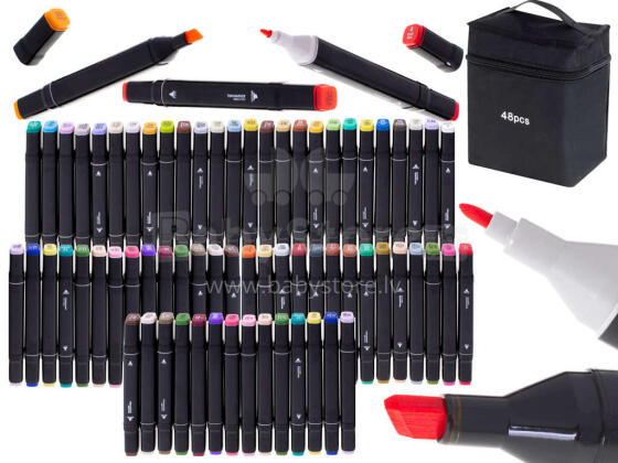 Ikonka Art.KX5308_1 Double-sided alcohol markers in case 48 pieces
