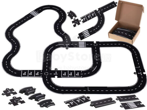 Ikonka Art.KX5260 Creative puzzle 2in1 roadway 40 elements