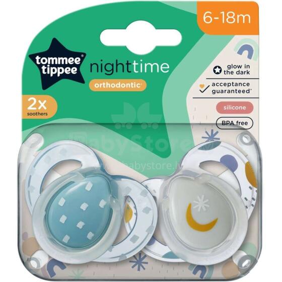 Tommee Tippee Art. 43336297 Night Time Silicone Soother 6 -18 m. (2pcs.)