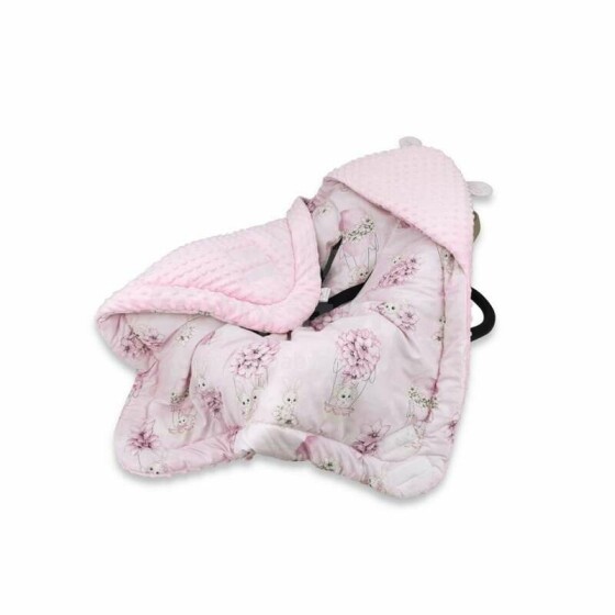 MimiNu Swaddle Art.CB143528 Cool Bunny High-quality children's double-sided light envelope blanket with a hood (90x90 cm)