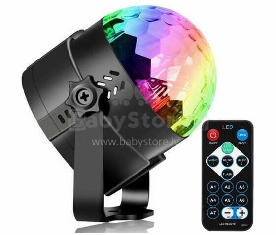 Ikonka Art.KX129669 RGB LED disko bumbu projektors + tālvadības pults