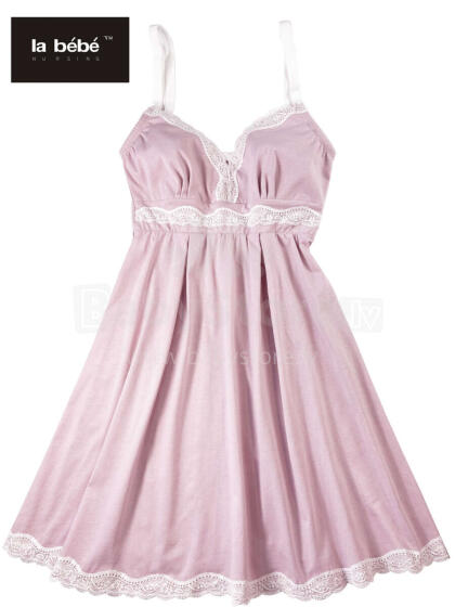 La Bebe™ Nursing Cotton Mia Art.136605 SoftPink Grūtnieču barošanas naktskrekls topošām māmiņām ar mežģinēm