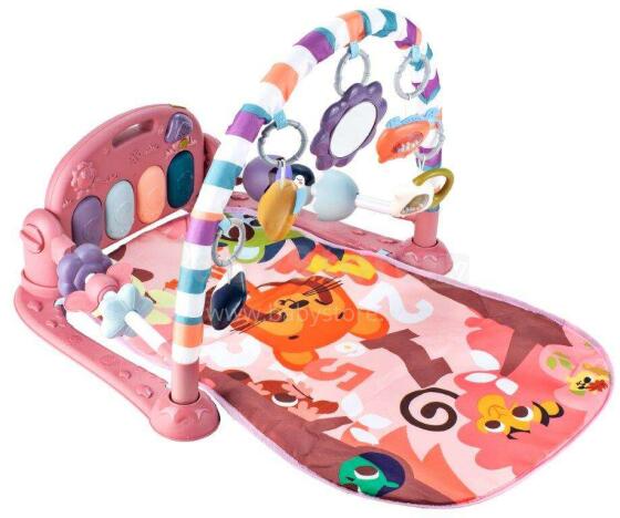 Ikonka Art.KX5405 Educational mat with piano and rattles pink