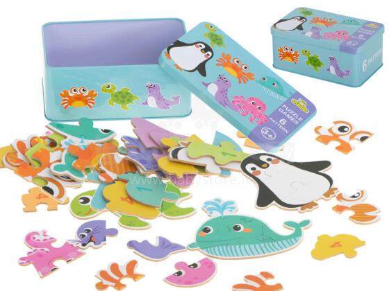 Ikonka Art.KX6016 Puzzle in a can sea animals 25 puzzles