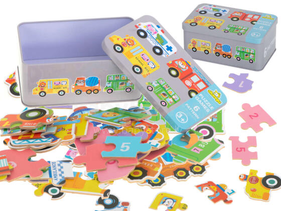 Ikonka Art.KX6017 Tinned puzzles vehicles 30 puzzles