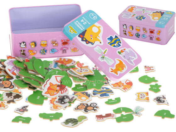 Ikonka Art.KX6020 Puzzles in a can animals 24 puzzles