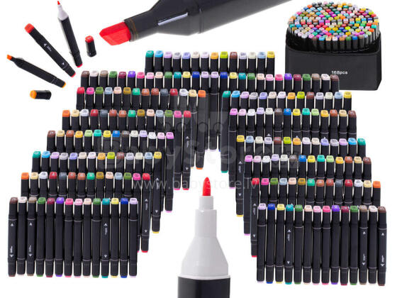 Ikonka Art.KX5308 Double-sided alcohol markers in case 168 pieces