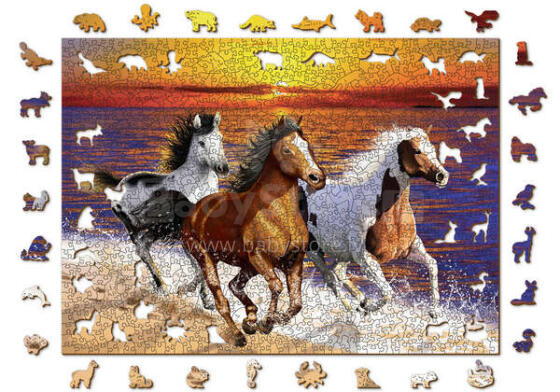 Wooden City Puzzle Horses Art.AN W 1010-0062 Wooden developmental puzzle