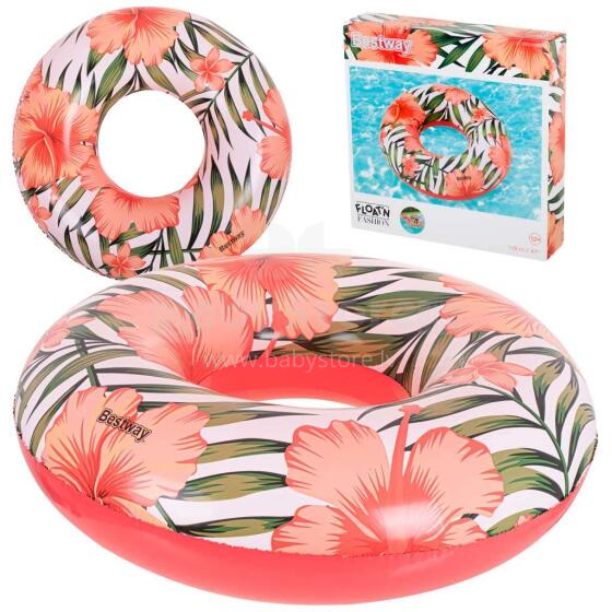 Ikonka Art.KX6099_1 BESTWAY 36237 Wheel inflatable flowers leaves white-pink